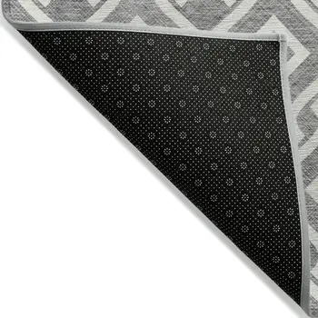 5' X 8' Gray And Ivory Geometric Washable Indoor Outdoor Area Rug