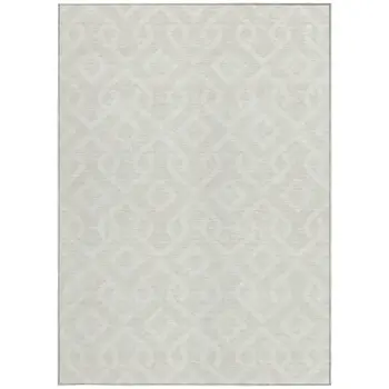 3' X 5' Ivory And Light Gray Geometric Washable Indoor Outdoor Area Rug