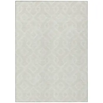 8' X 10' Ivory And Light Gray Geometric Washable Indoor Outdoor Area Rug