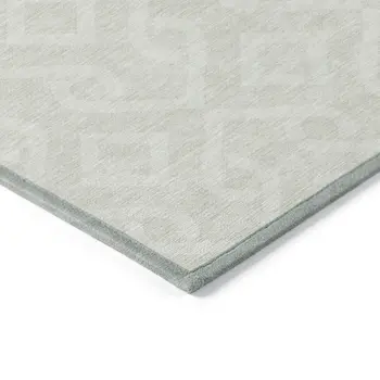 8' X 10' Ivory And Light Gray Geometric Washable Indoor Outdoor Area Rug