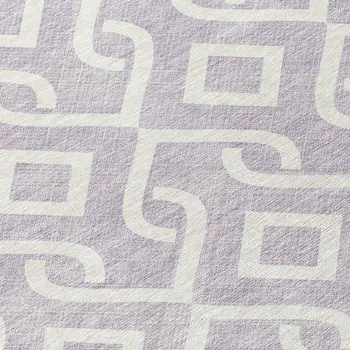 8' Lavender And Ivory Round Geometric Washable Indoor Outdoor Area Rug