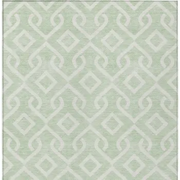 3' X 5' Mint Green And Ivory Geometric Washable Indoor Outdoor Area Rug