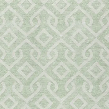 3' X 5' Mint Green And Ivory Geometric Washable Indoor Outdoor Area Rug