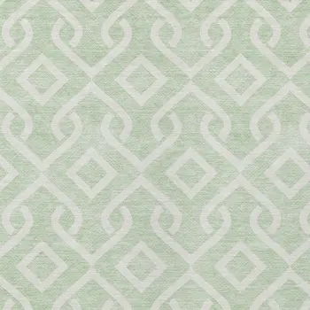 5' X 8' Mint Green And Ivory Geometric Washable Indoor Outdoor Area Rug