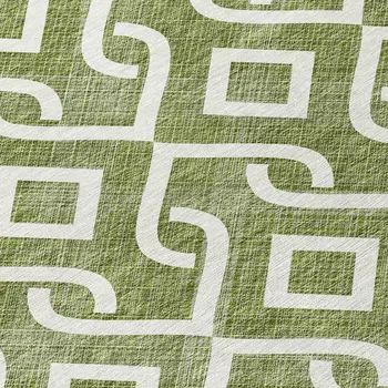 3' X 5' Olive Green And Ivory Geometric Washable Indoor Outdoor Area Rug
