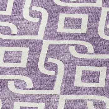 8' Purple And Ivory Round Geometric Washable Indoor Outdoor Area Rug