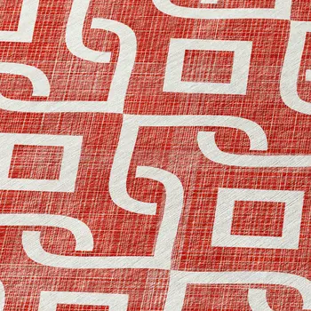 9' X 12' Red And Ivory Geometric Washable Indoor Outdoor Area Rug