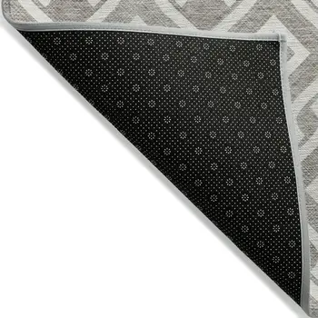 10' X 14' Taupe And Ivory Geometric Washable Indoor Outdoor Area Rug