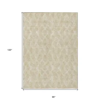 8' X 10' Beige Taupe And Tan Geometric Washable Indoor Outdoor Area Rug