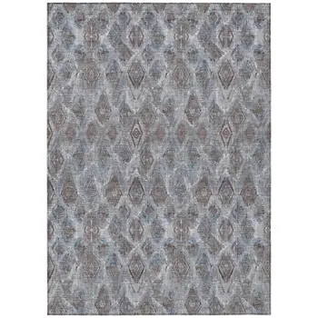 3' X 5' Sky Blue And Silver Geometric Washable Indoor Outdoor Area Rug