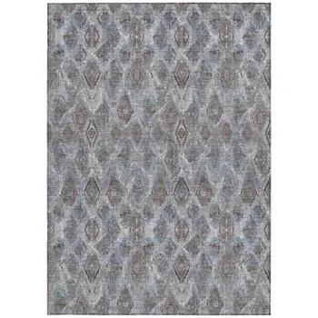 5' X 8' Sky Blue And Silver Geometric Washable Indoor Outdoor Area Rug