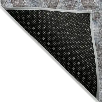 8' X 10' Sky Blue And Silver Geometric Washable Indoor Outdoor Area Rug