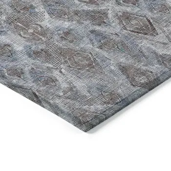 8' X 10' Sky Blue And Silver Geometric Washable Indoor Outdoor Area Rug