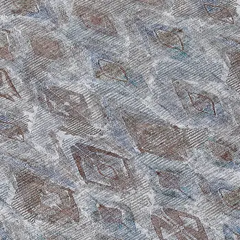 9' X 12' Sky Blue And Silver Geometric Washable Indoor Outdoor Area Rug