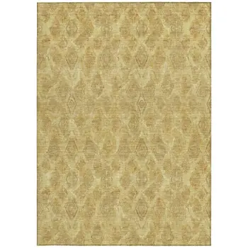 9' X 12' Gold Taupe And Beige Geometric Washable Indoor Outdoor Area Rug
