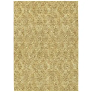 9' X 12' Gold Taupe And Beige Geometric Washable Indoor Outdoor Area Rug