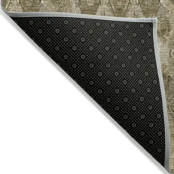 3' X 5' Brown Beige And Tan Geometric Washable Indoor Outdoor Area Rug