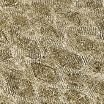 8' Brown Beige And Tan Round Geometric Washable Indoor Outdoor Area Rug