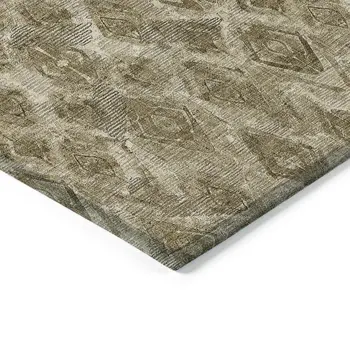 8' X 10' Brown Beige And Tan Geometric Washable Indoor Outdoor Area Rug
