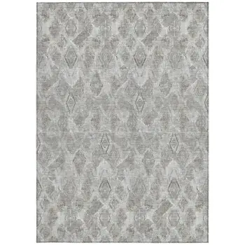 3' X 5' Silver Gray And Pewter Geometric Washable Indoor Outdoor Area Rug
