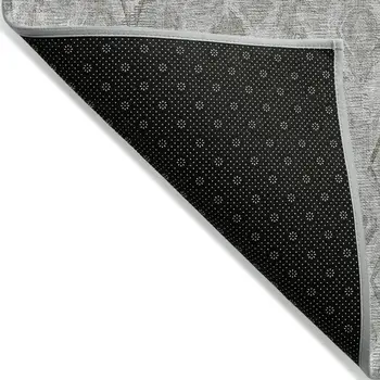 8' X 10' Silver Gray And Pewter Geometric Washable Indoor Outdoor Area Rug