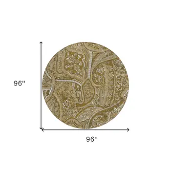 8' Brown Tan And Beige Round Paisley Washable Indoor Outdoor Area Rug