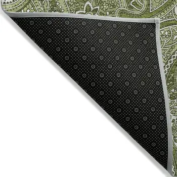10' X 14' Artichoke Green And Olive Green Paisley Washable Indoor Outdoor Area Rug