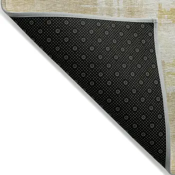 5' X 8' Beige Gold And Tan Abstract Washable Indoor Outdoor Area Rug