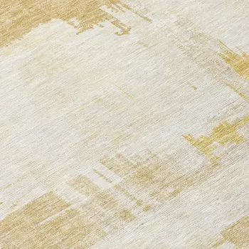 8' Beige Gold And Tan Round Abstract Washable Indoor Outdoor Area Rug