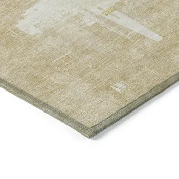 8' X 10' Beige Gold And Tan Abstract Washable Indoor Outdoor Area Rug