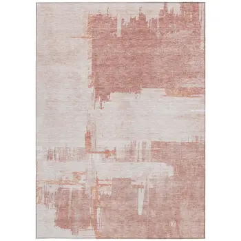 10' X 14' Blush Mauve And Ivory Abstract Washable Indoor Outdoor Area Rug