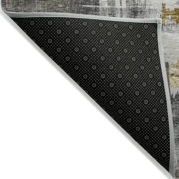 3' X 5' Gray And Tan Abstract Washable Indoor Outdoor Area Rug