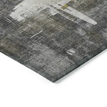 10' X 14' Gray And Tan Abstract Washable Indoor Outdoor Area Rug