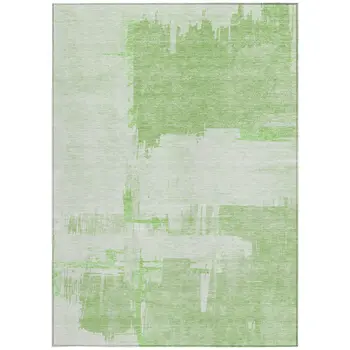3' X 5' Green And Mint Green Abstract Washable Indoor Outdoor Area Rug