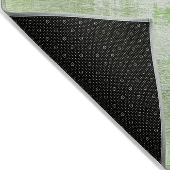 9' X 12' Green And Mint Green Abstract Washable Indoor Outdoor Area Rug