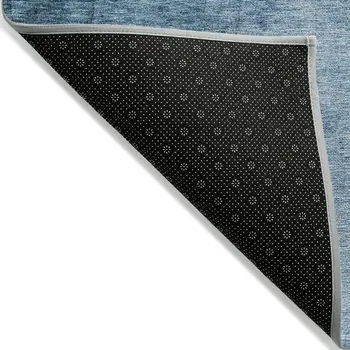 3' X 5' Denim Blue And Navy Blue Ombre Washable Indoor Outdoor Area Rug