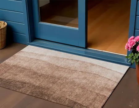 3' X 5' Brown Beige And Chocolate Ombre Washable Indoor Outdoor Area Rug