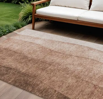 9' X 12' Brown Beige And Chocolate Ombre Washable Indoor Outdoor Area Rug
