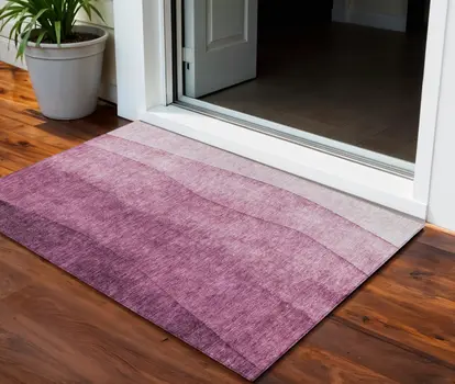3' X 5' Merlot Blush And Pink Ombre Washable Indoor Outdoor Area Rug