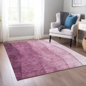 3' X 5' Merlot Blush And Pink Ombre Washable Indoor Outdoor Area Rug