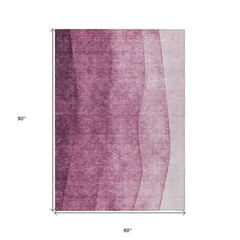5' X 8' Merlot Blush And Pink Ombre Washable Indoor Outdoor Area Rug