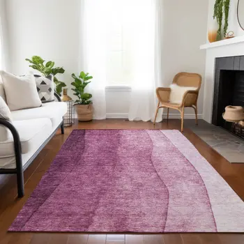 8' X 10' Merlot Blush And Pink Ombre Washable Indoor Outdoor Area Rug