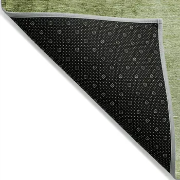 3' X 5' Olive Green And Artichoke Green Ombre Washable Indoor Outdoor Area Rug