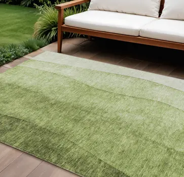 9' X 12' Olive Green And Artichoke Green Ombre Washable Indoor Outdoor Area Rug