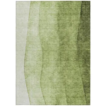 10' X 14' Olive Green And Artichoke Green Ombre Washable Indoor Outdoor Area Rug