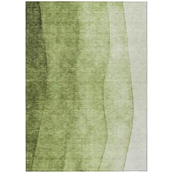 10' X 14' Olive Green And Artichoke Green Ombre Washable Indoor Outdoor Area Rug