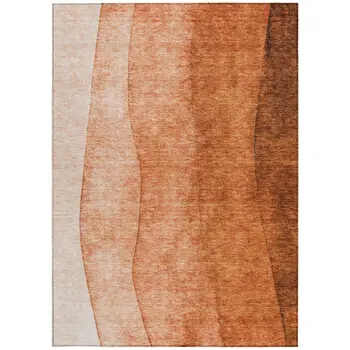 3' X 5' Orange And Copper Ombre Washable Indoor Outdoor Area Rug