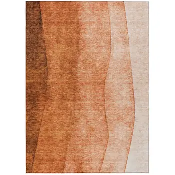 3' X 5' Orange And Copper Ombre Washable Indoor Outdoor Area Rug
