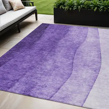 5' X 8' Purple Lilac And Lavender Ombre Washable Indoor Outdoor Area Rug