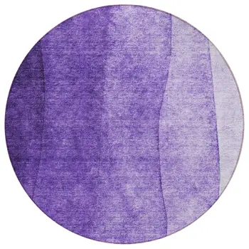 8' Purple Lilac And Lavender Round Ombre Washable Indoor Outdoor Area Rug